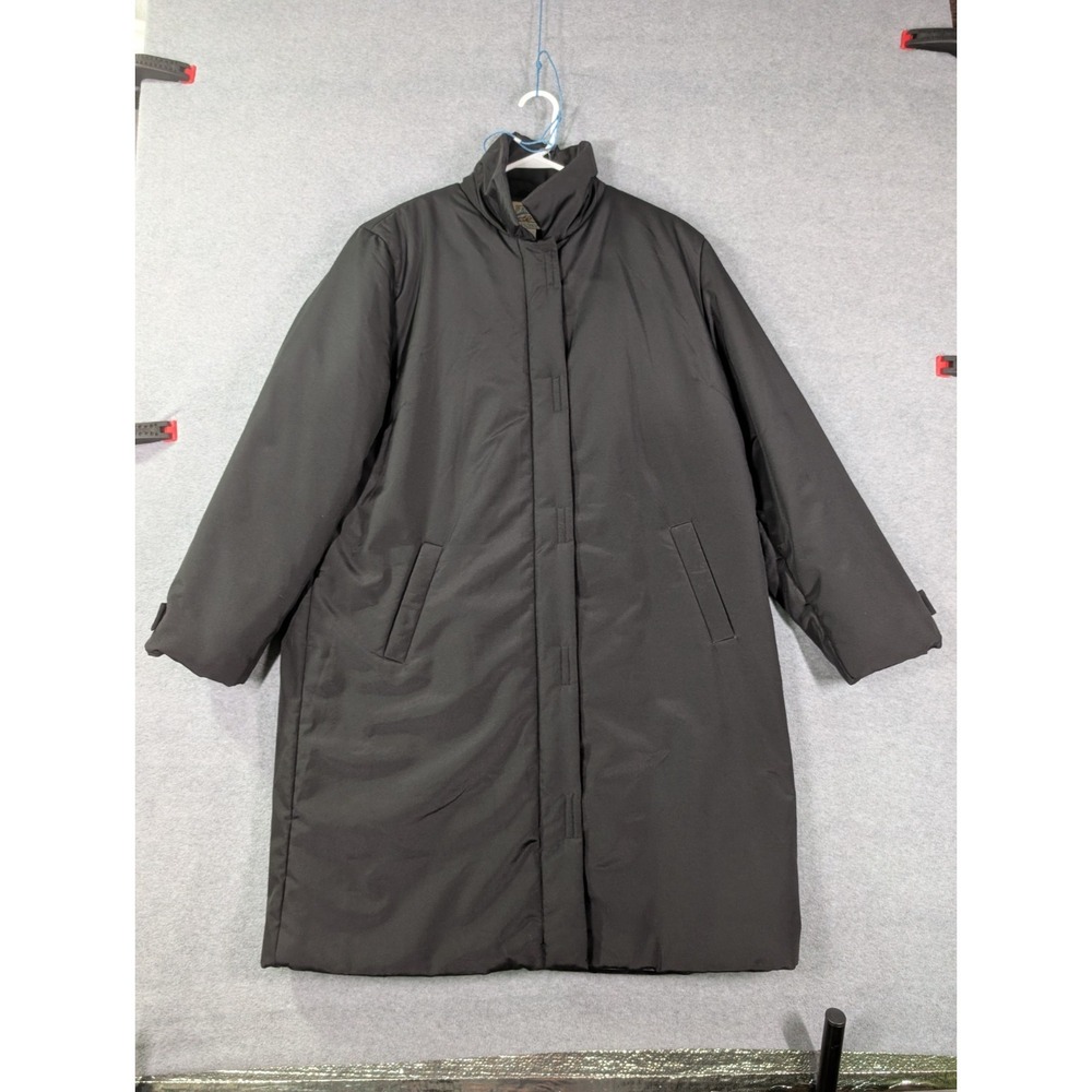 Vintage 90s TravelSmith Womens XL Black Long Travel Coat Packable‎ Overcoat